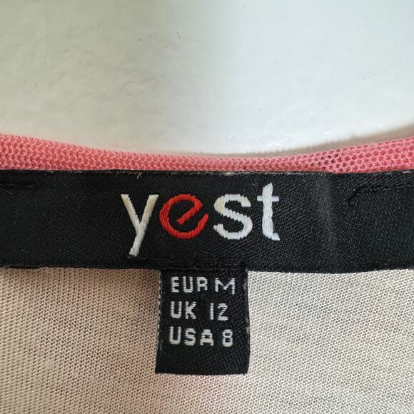 Y2K Mesh Womens Top Shortsleeve Sz M Scoop-Neck Multicolor Rouched Stretch Sheer - Picture 4 of 10